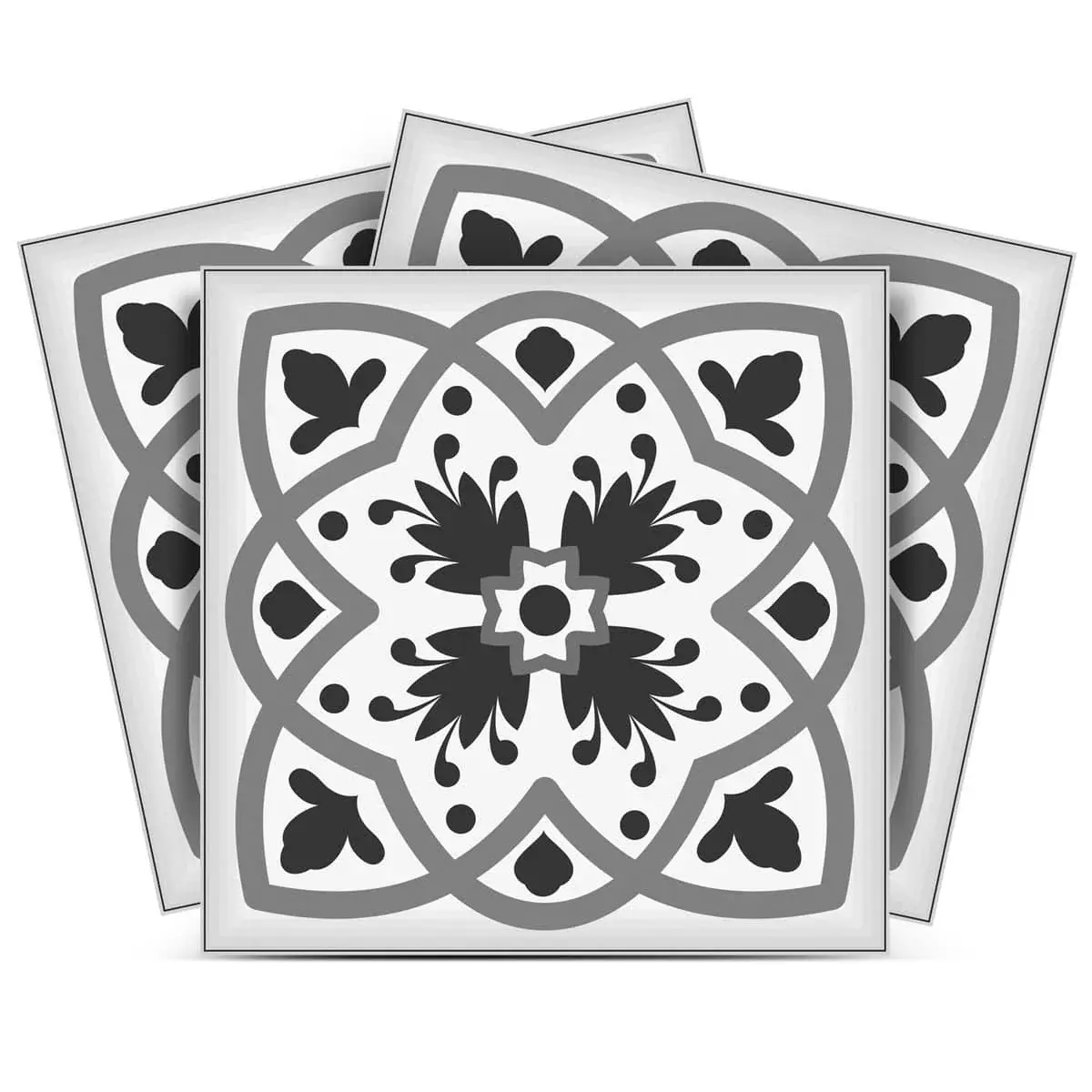 6" X 6" Charcoal And White Scroll Peel And Stick Removable Tiles - Image 4