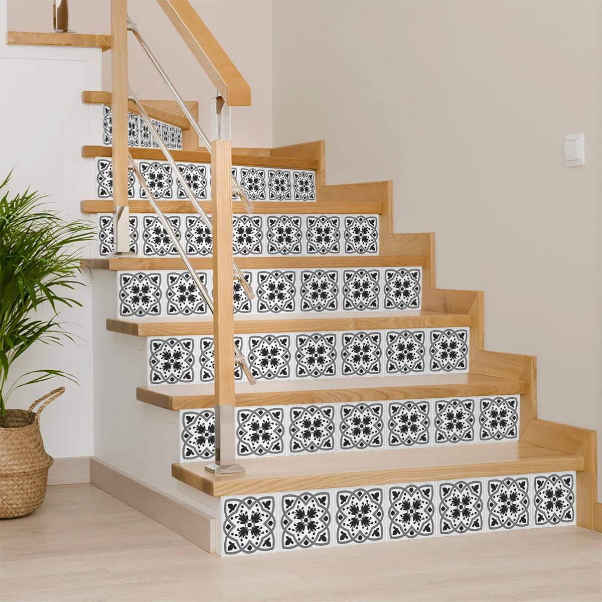 6" X 6" Charcoal And White Scroll Peel And Stick Removable Tiles - Image 5