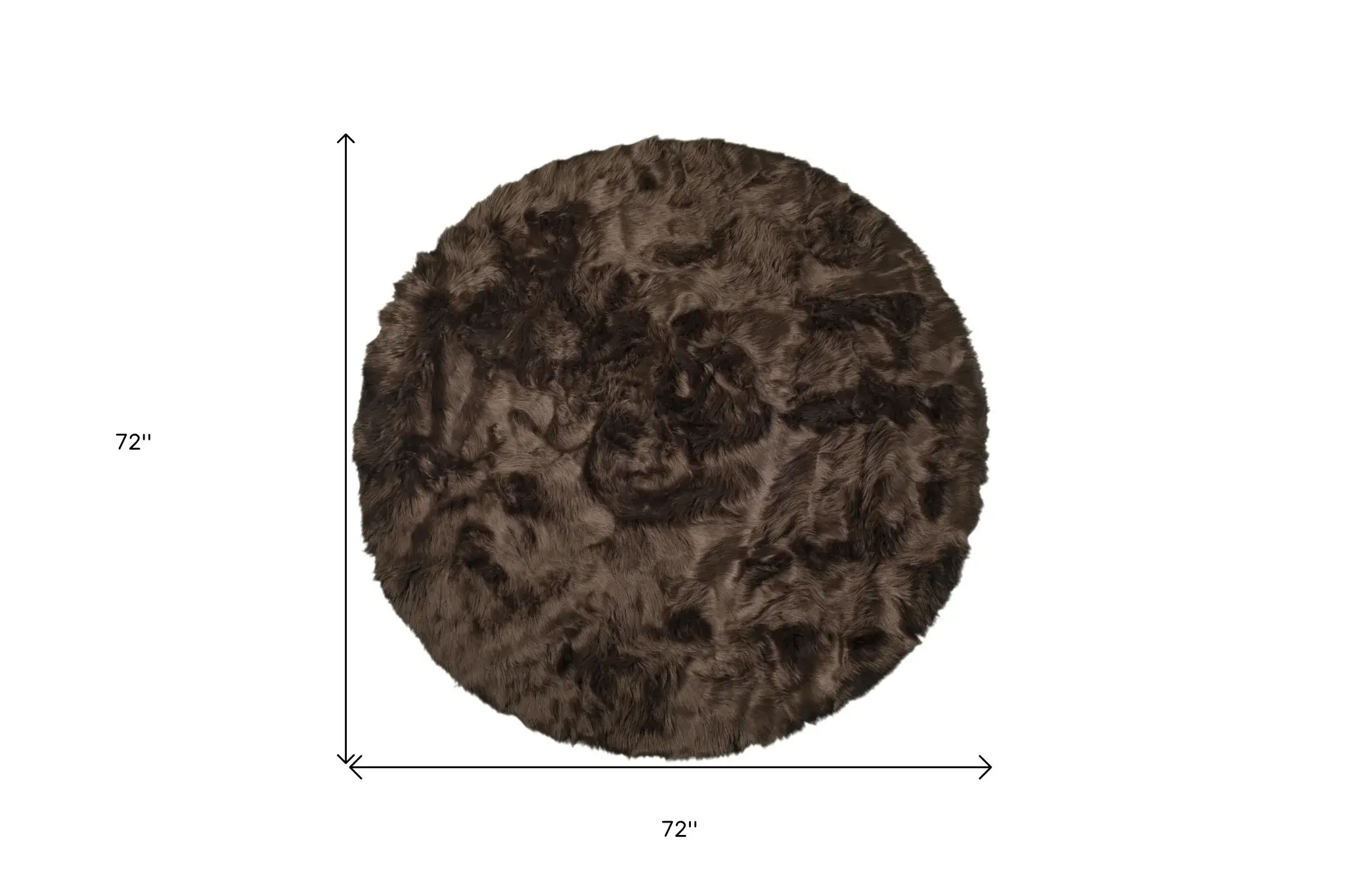 6' X 6' Chocolate Round Faux Fur Washable Non Skid Area Rug - Image 2