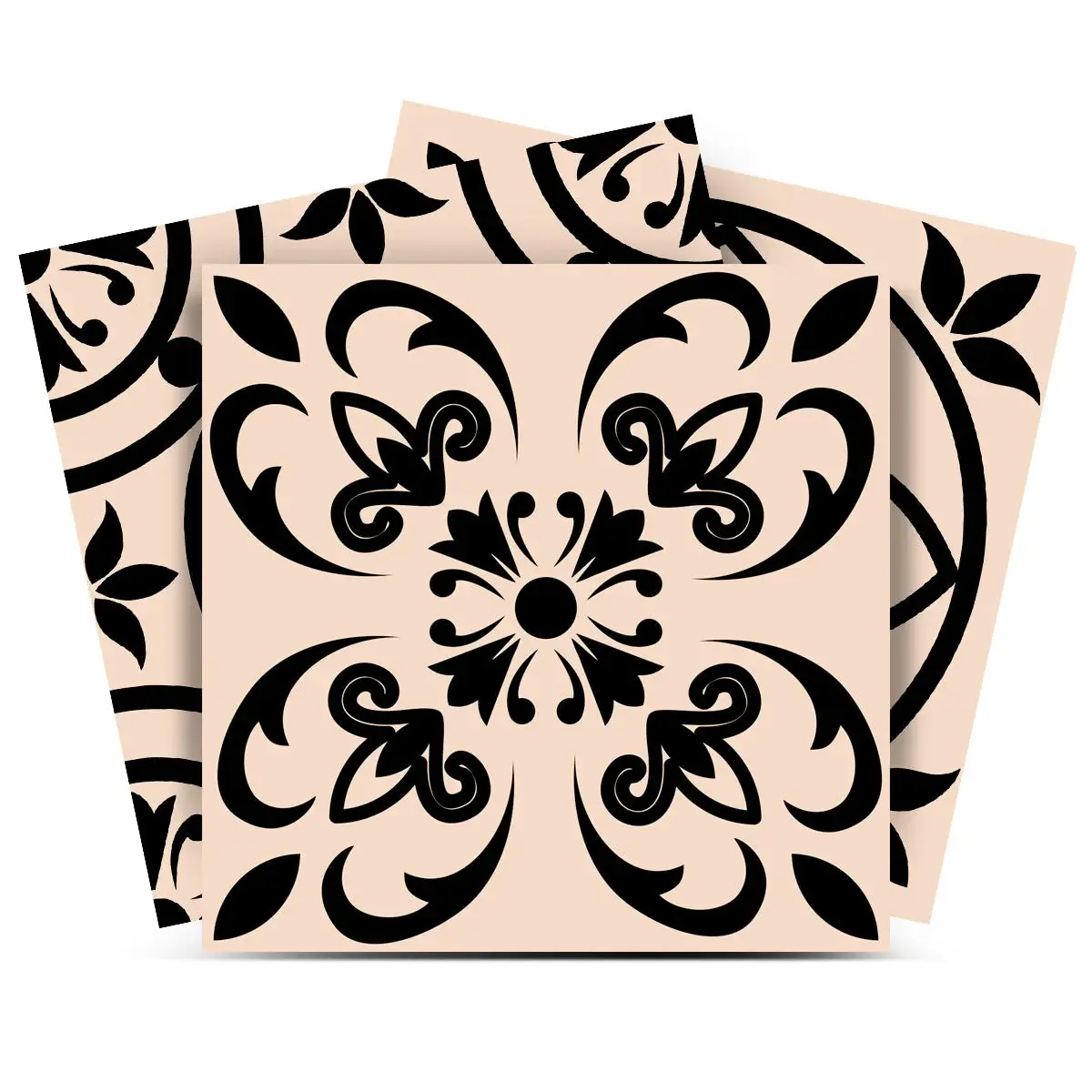 6" X 6" Cream And Black Mosaic Peel And Stick Removable Tiles - Image 2