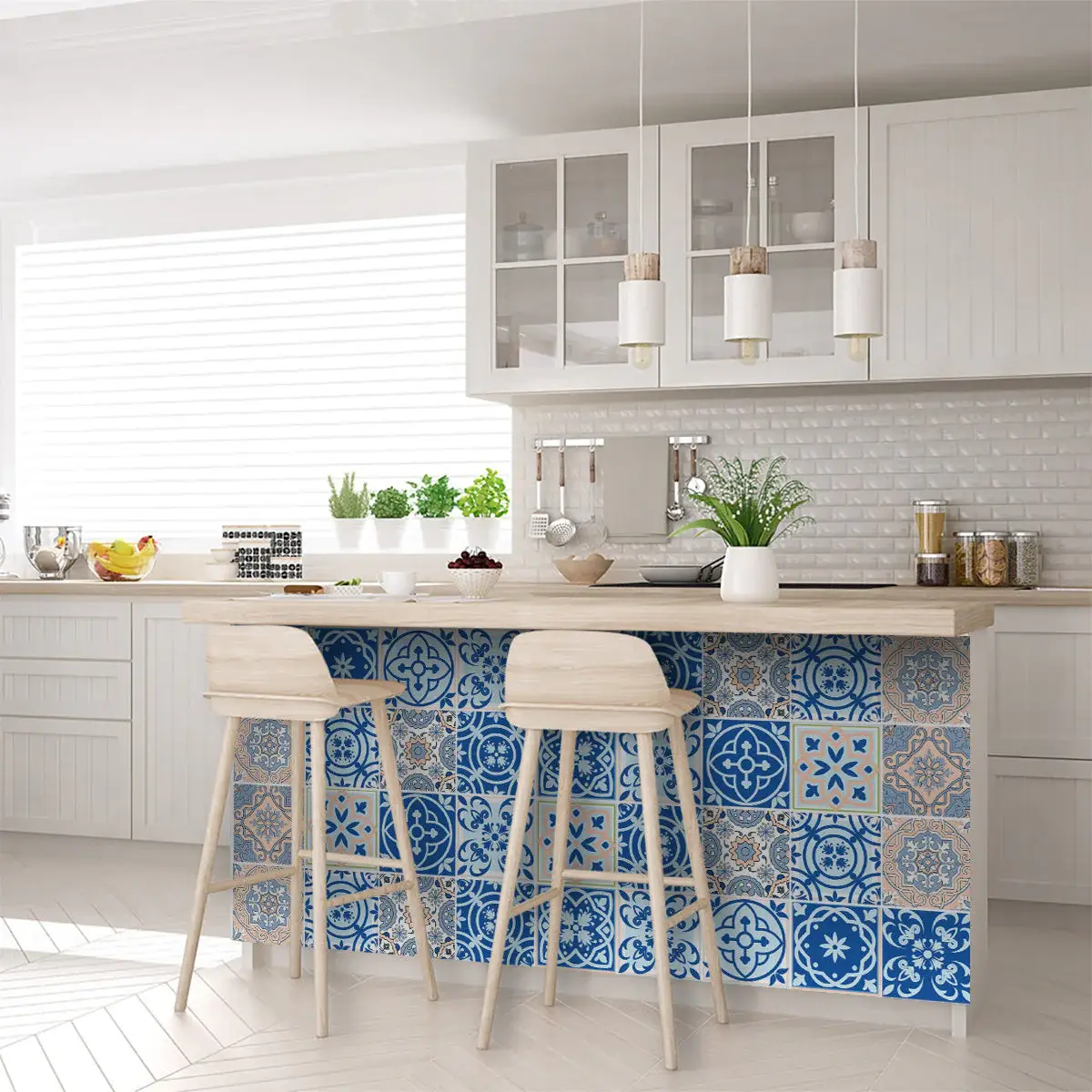 6" X 6" Dark And Light Blue Mosaic Peel And Stick Removable Tiles - Image 8