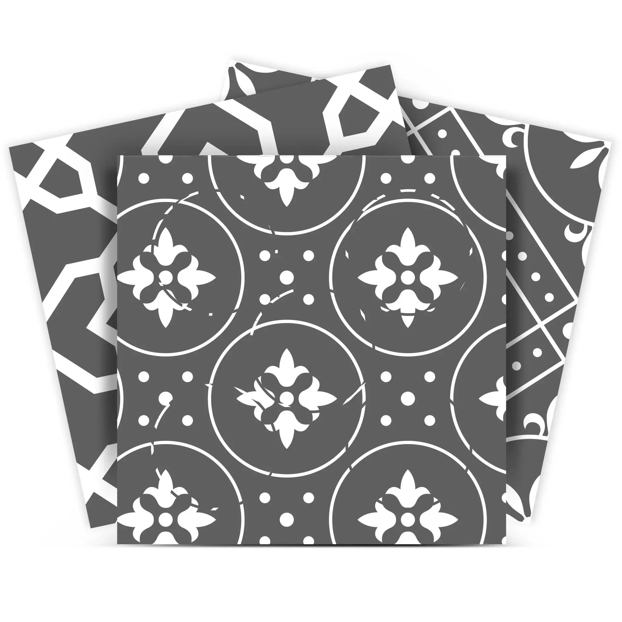 6" X 6" Gray And White Mosaic Peel And Stick Removable Tiles