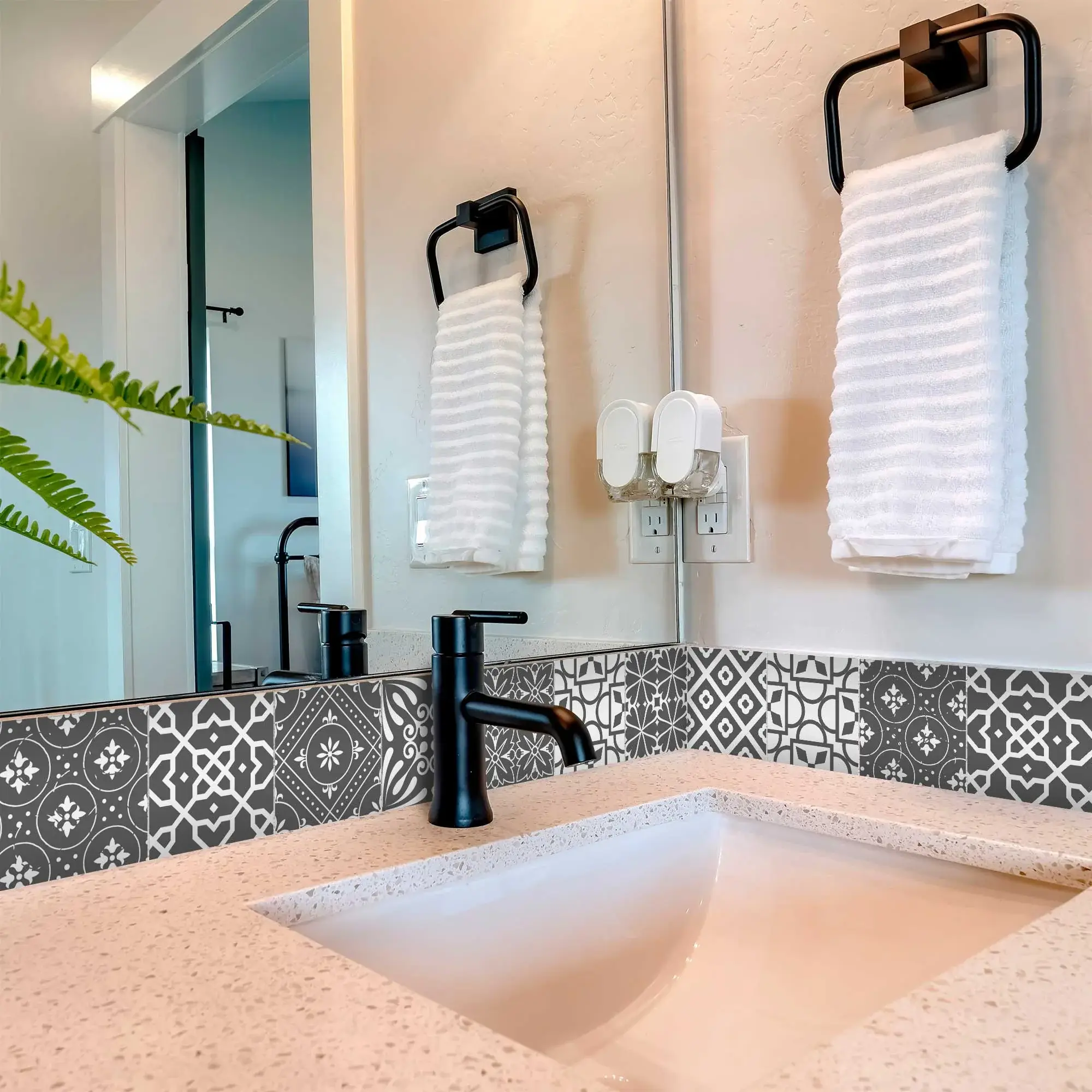 6" X 6" Gray And White Mosaic Peel And Stick Removable Tiles - Image 5