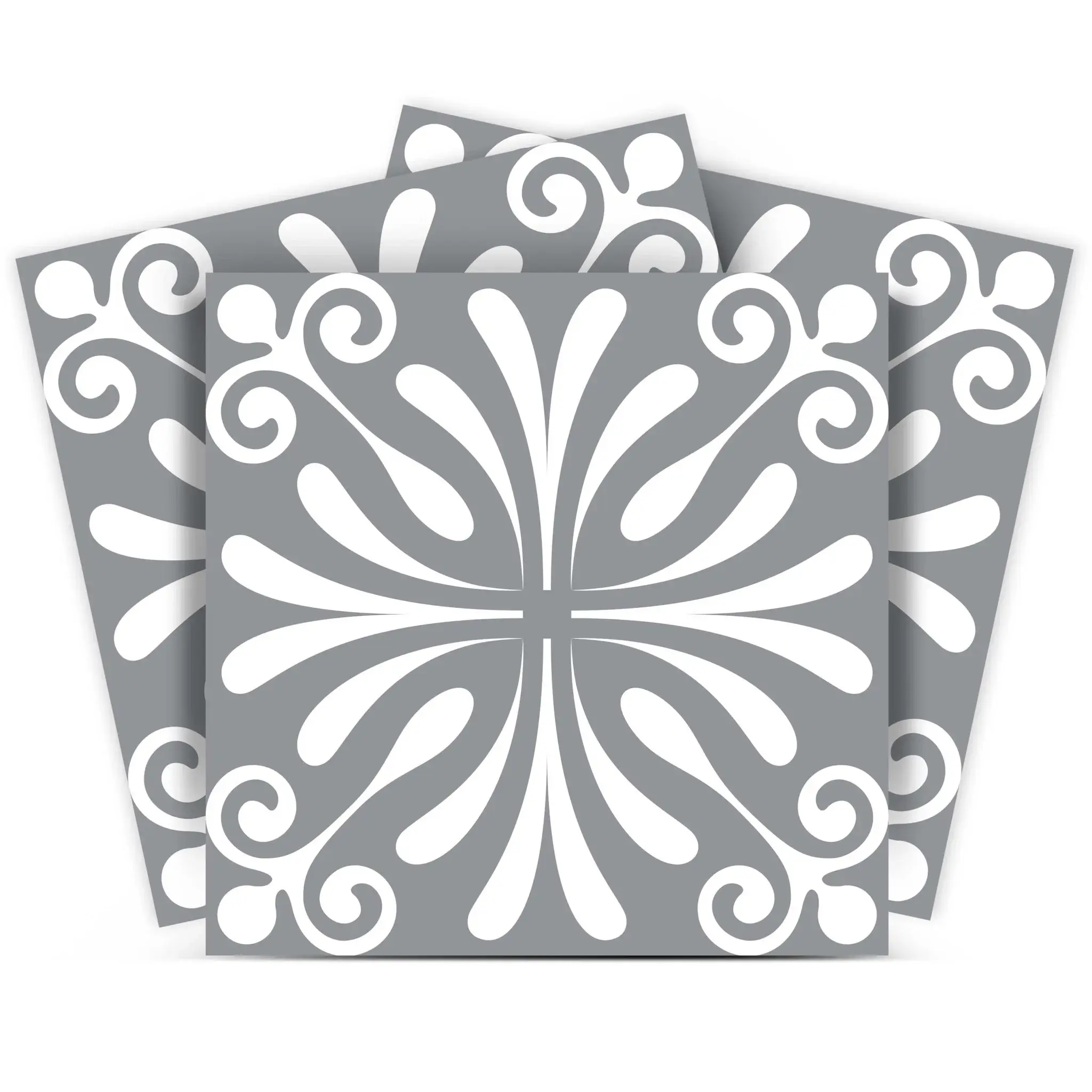 6" X 6" Gray And White Spire Peel And Stick Removable Tiles