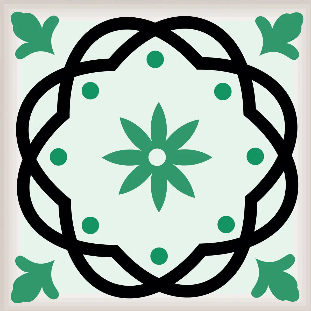 6" X 6" Green And White Mosaic Peel And Stick Removable Tiles - Image 3