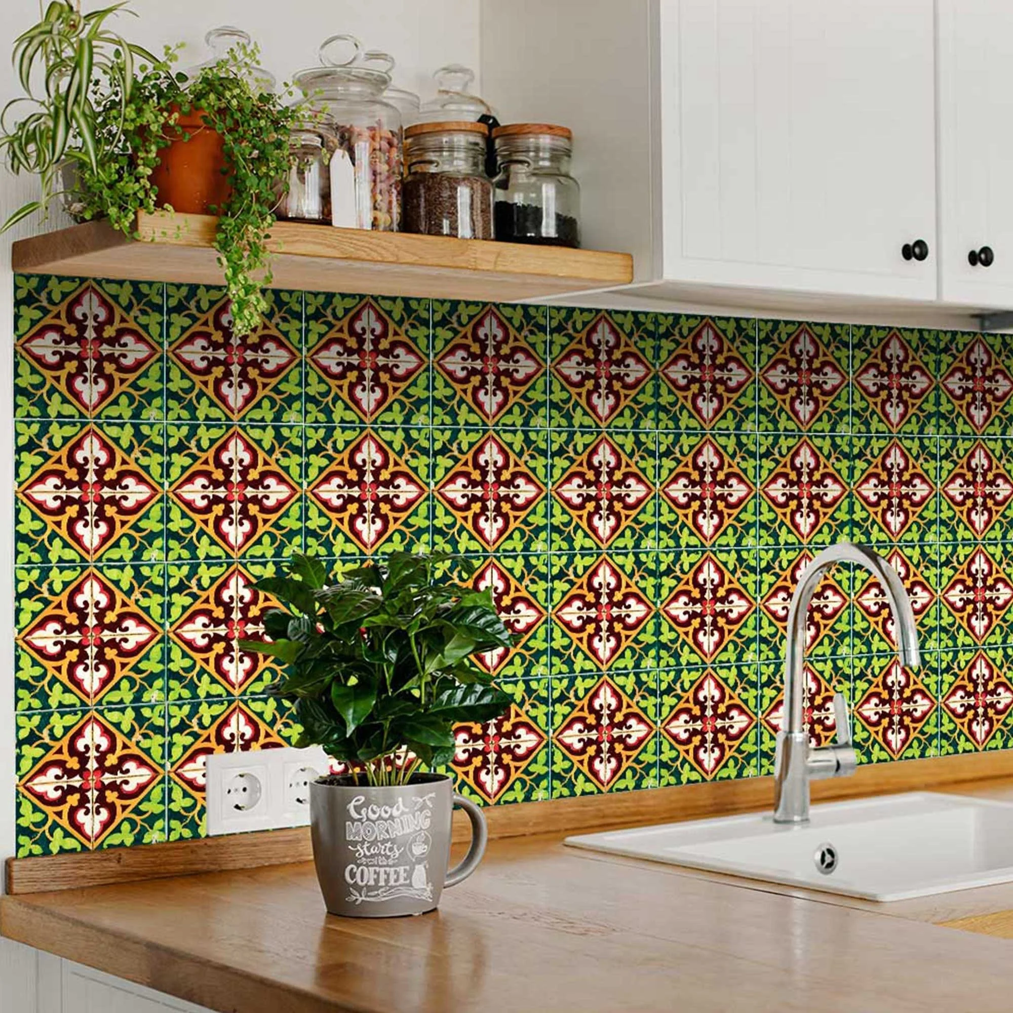 6" X 6" Green Leva Removable Peel and Stick Tiles - Image 5