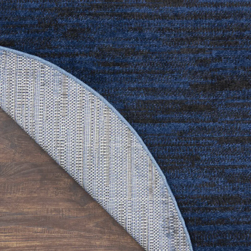 6' X 6' Midnight Blue Round Non Skid Indoor Outdoor Area Rug - Image 6