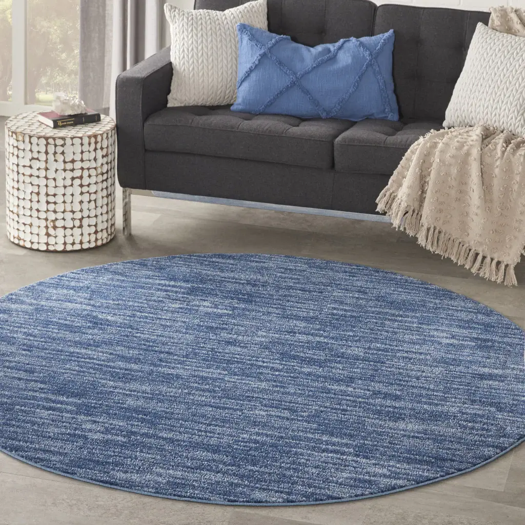 6' X 6' Navy Blue Round Non Skid Indoor Outdoor Area Rug - Image 6