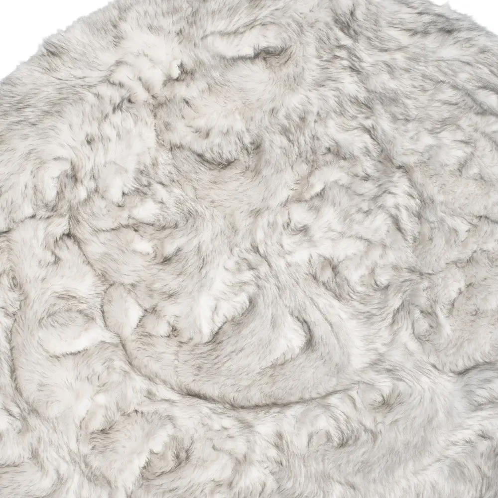 6' X 6' Ombre Grey Round Faux Fur Washable Non Skid Area Rug - Image 3
