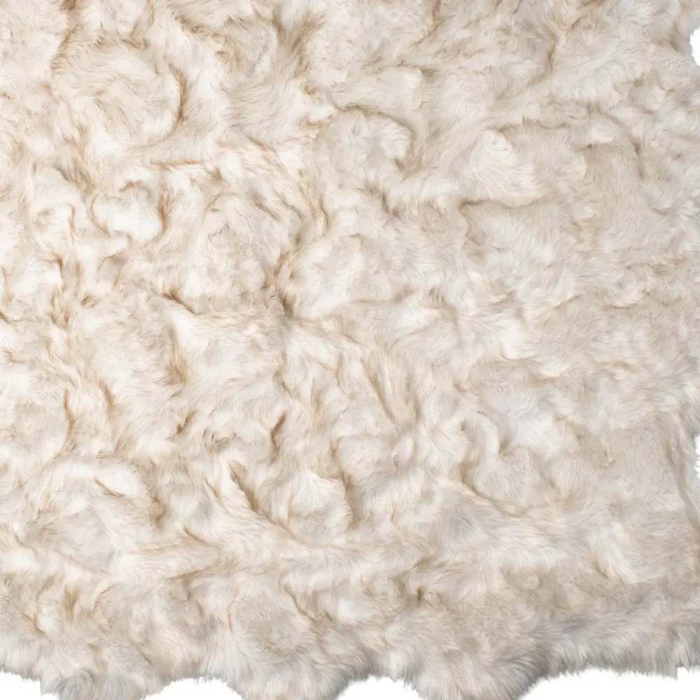 6' X 6' Ombre Tan Faux Fur Washable Non Skid Area Rug - Image 3