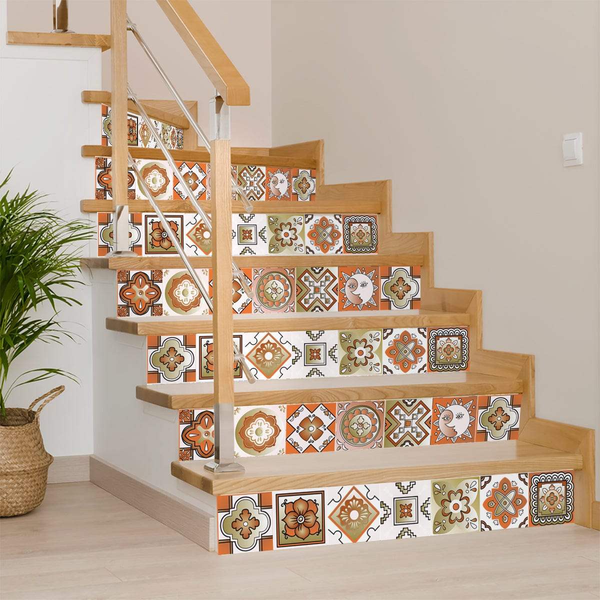 6" x 6" Retro Orange Mosaic Peel and Stick Removable Tiles - Image 8