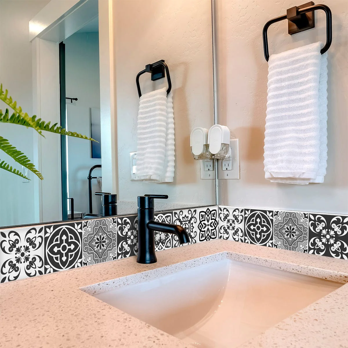 6" x 6" Shades of Grey Mosaic Peel and Stick Removable Tiles - Image 3