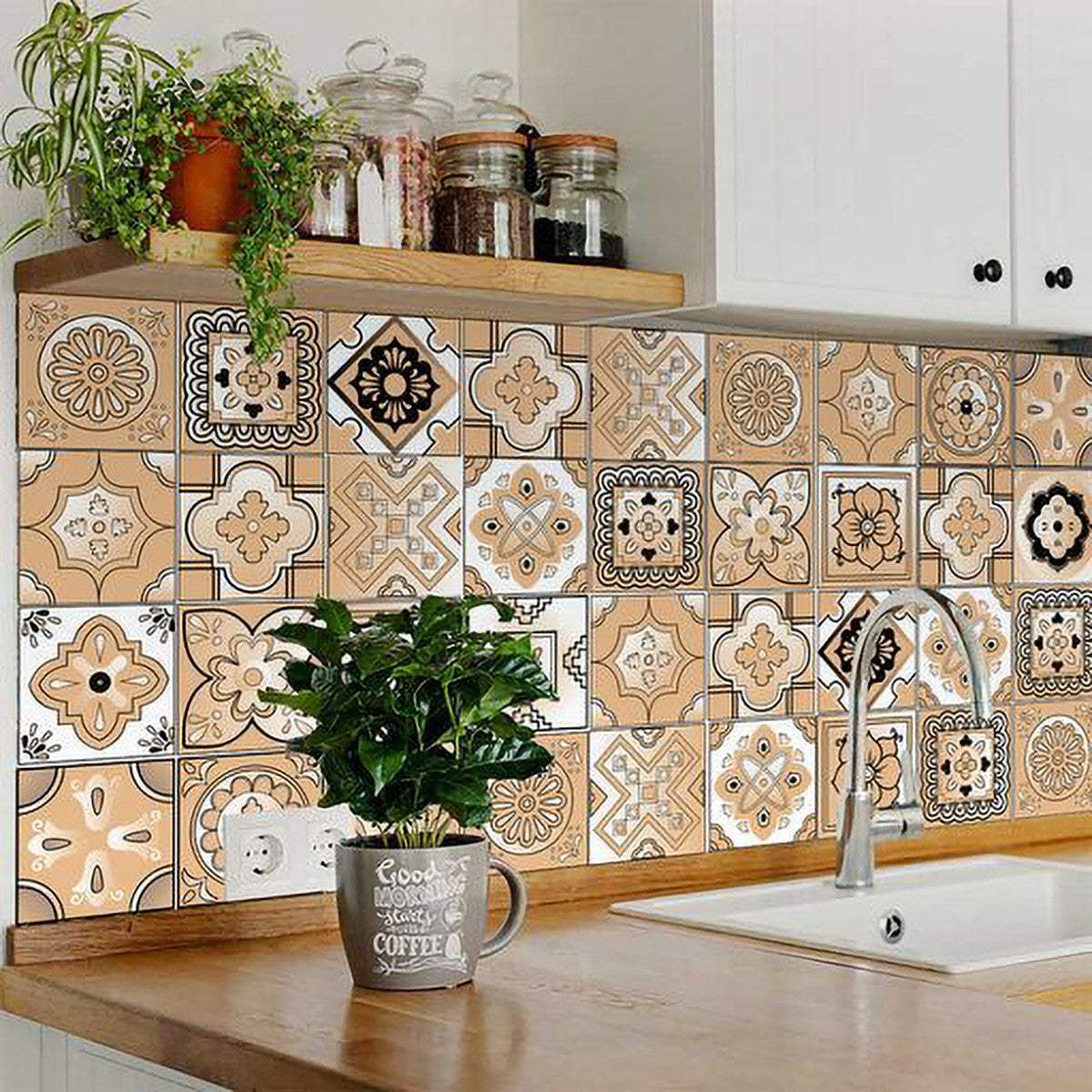 6" X 6" Shades Of Taupe Mosaic Peel And Stick Removable Tiles - Image 8