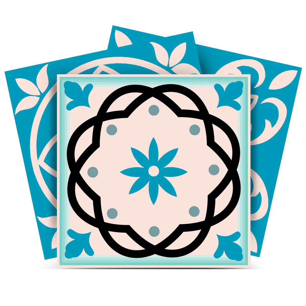 6" X 6" Sky Blue Mosaic Peel And Stick Removable Tiles