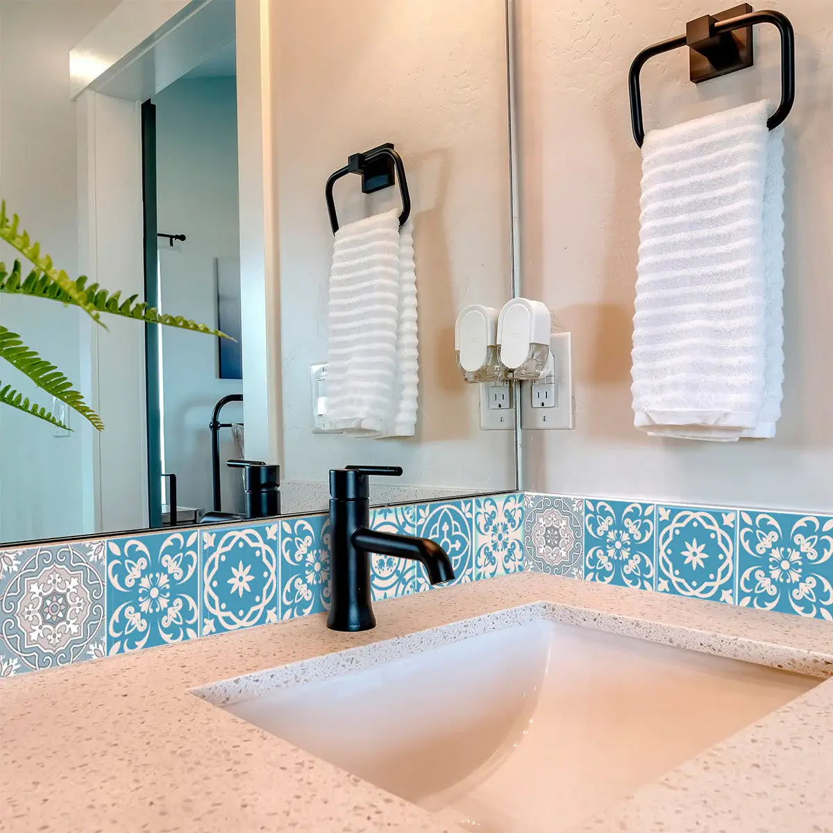 6" X 6" Sky Blue Mosaic Peel And Stick Removable Tiles - Image 6