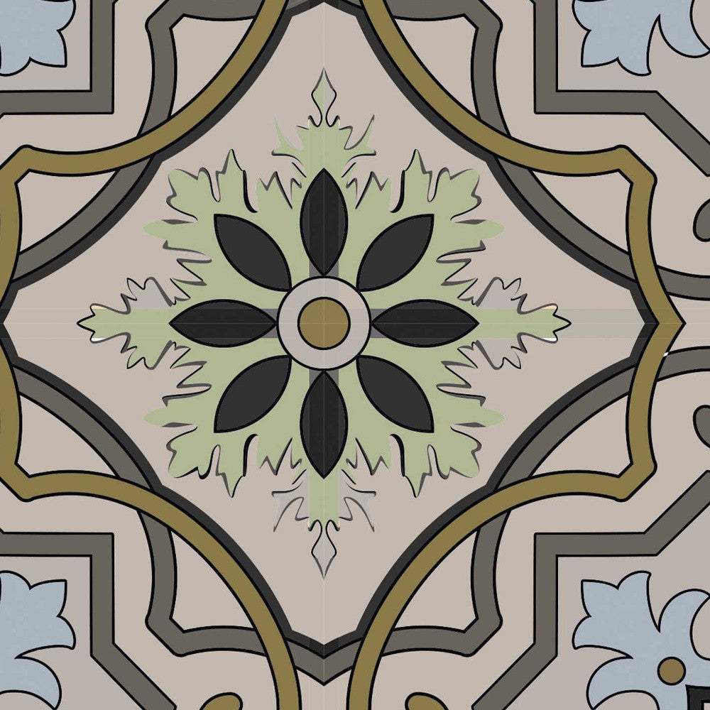 6" X 6" Taupe and Blue Scroll Peel and Stick Tiles - Image 2
