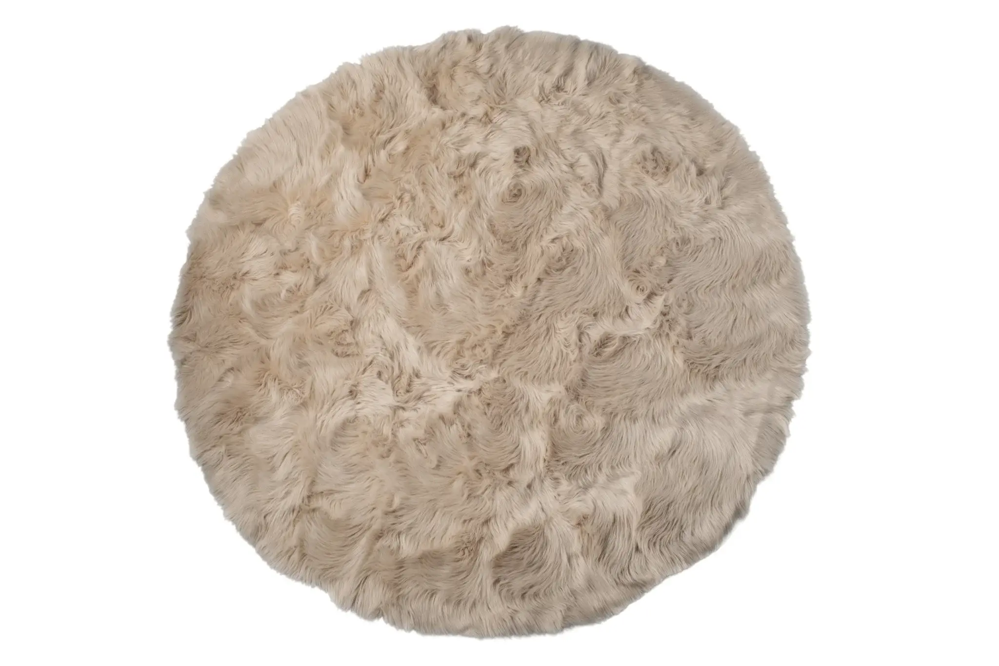 6' X 6' Taupe Round Faux Fur Washable Non Skid Area Rug