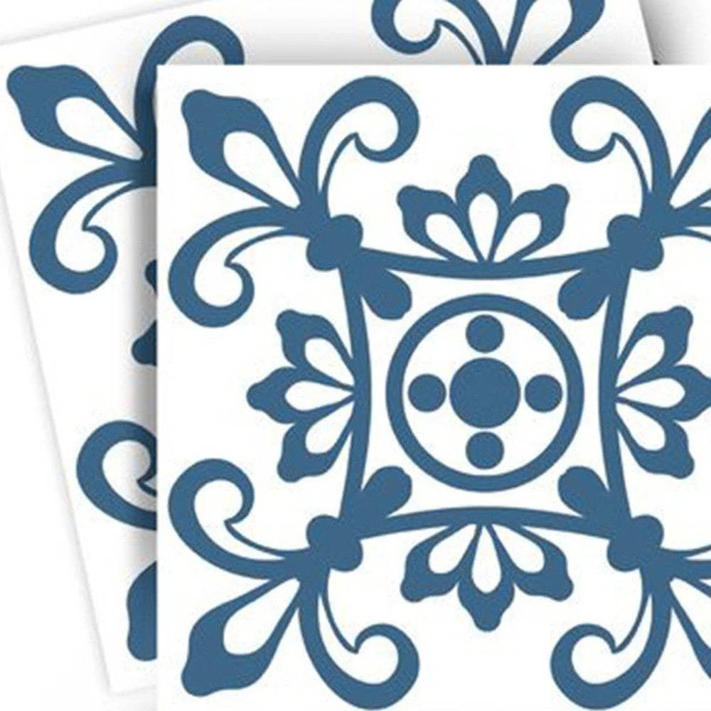 6" X 6" Teal And White Mosaic Peel And Stick Removable Tiles - Image 3