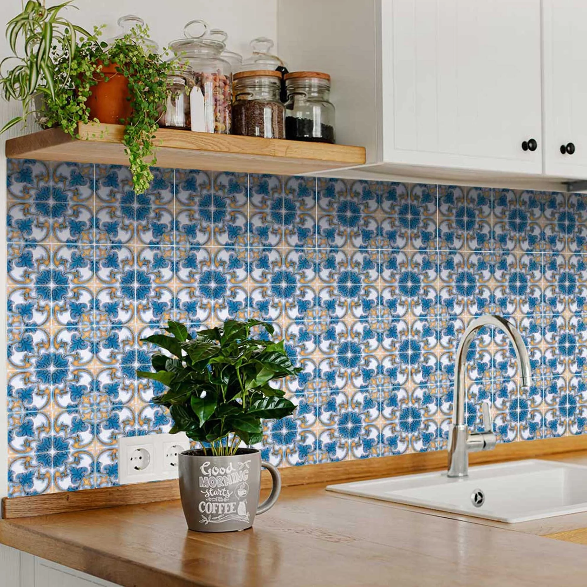 6" X 6" Teal Taupe Sia Removable Peel and Stick Tiles - Image 5