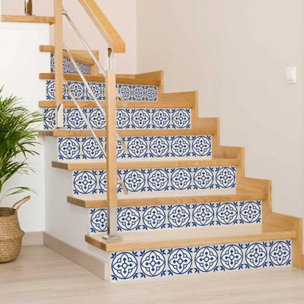 6" X 6" Tulipa Blue and White Peel and Stick Removable Tiles - Image 5