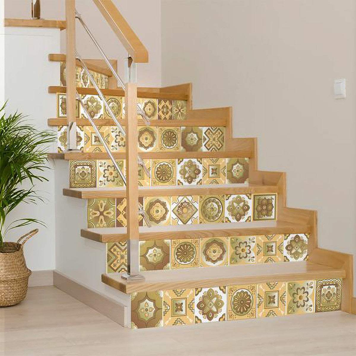6" X 6" Vintage Beige And White Peel And Stick Removable Tiles - Image 7