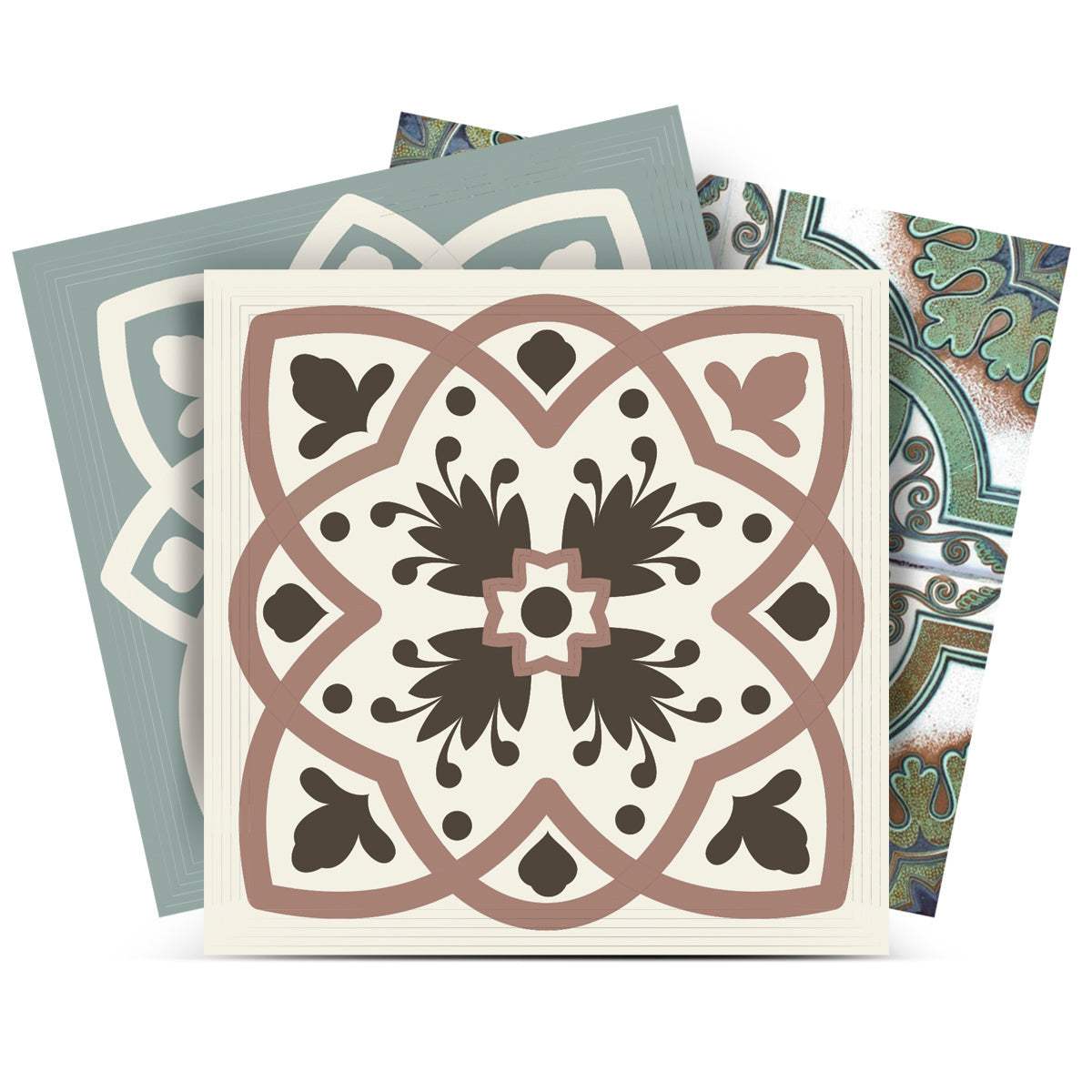 6" X 6" Vintage Sage Mosaic Peel And Stick Removable Tiles