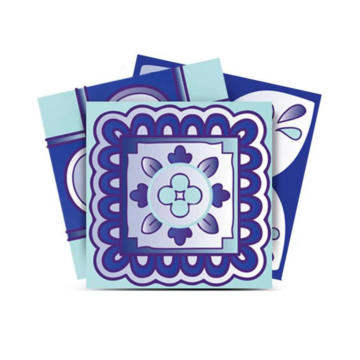 6" X 6" Vintage Turq Blue And White Peel And Stick Removable Tiles - Image 2