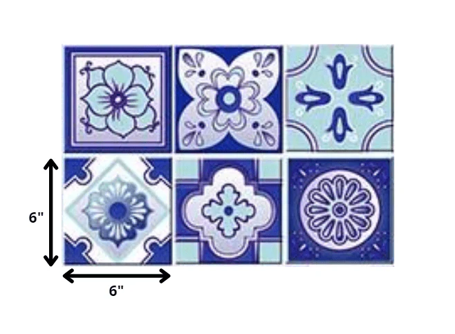 6" X 6" Vintage Turq Blue And White Peel And Stick Removable Tiles - Image 9
