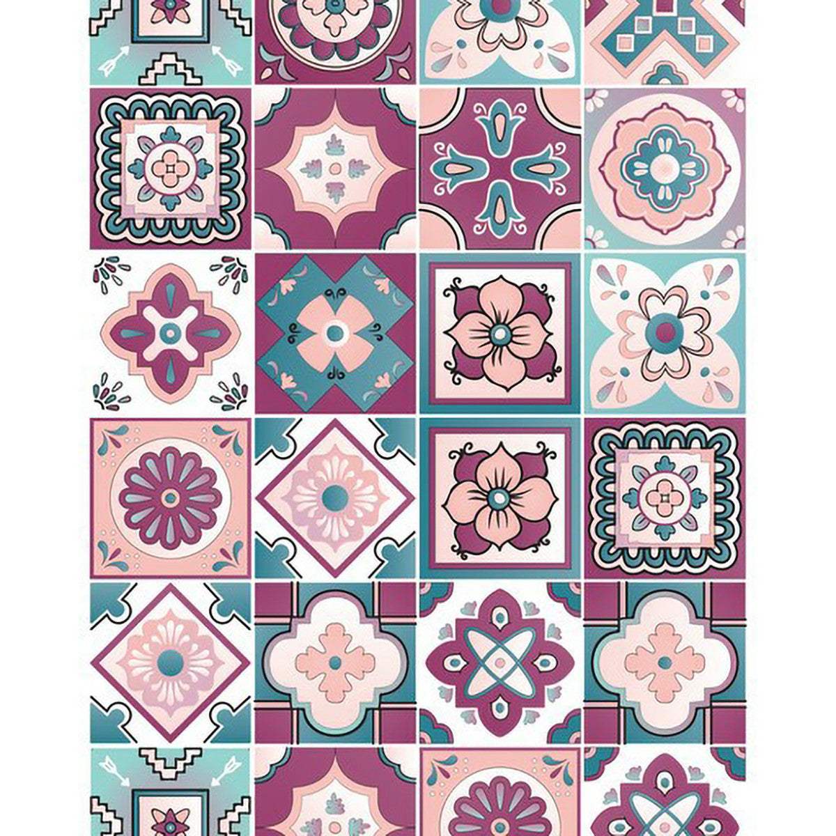 6" X 6" Vintage Turq Blush And Mauve Peel And Stick Removable Tiles - Image 2