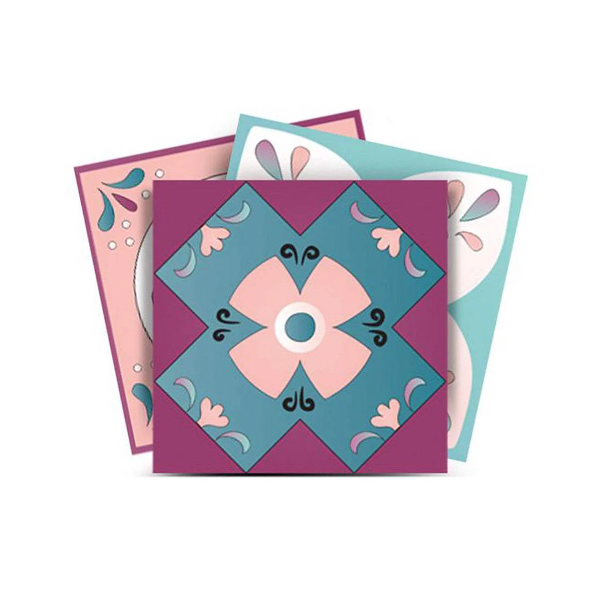 6" X 6" Vintage Turq Blush And Mauve Peel And Stick Removable Tiles - Image 3