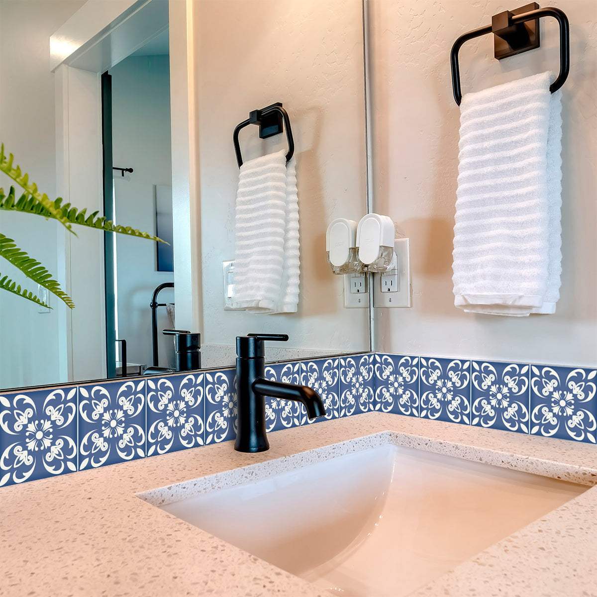 6" X 6" Wedgwood Blue And White  Peel And Stick Removable Tiles - Image 5