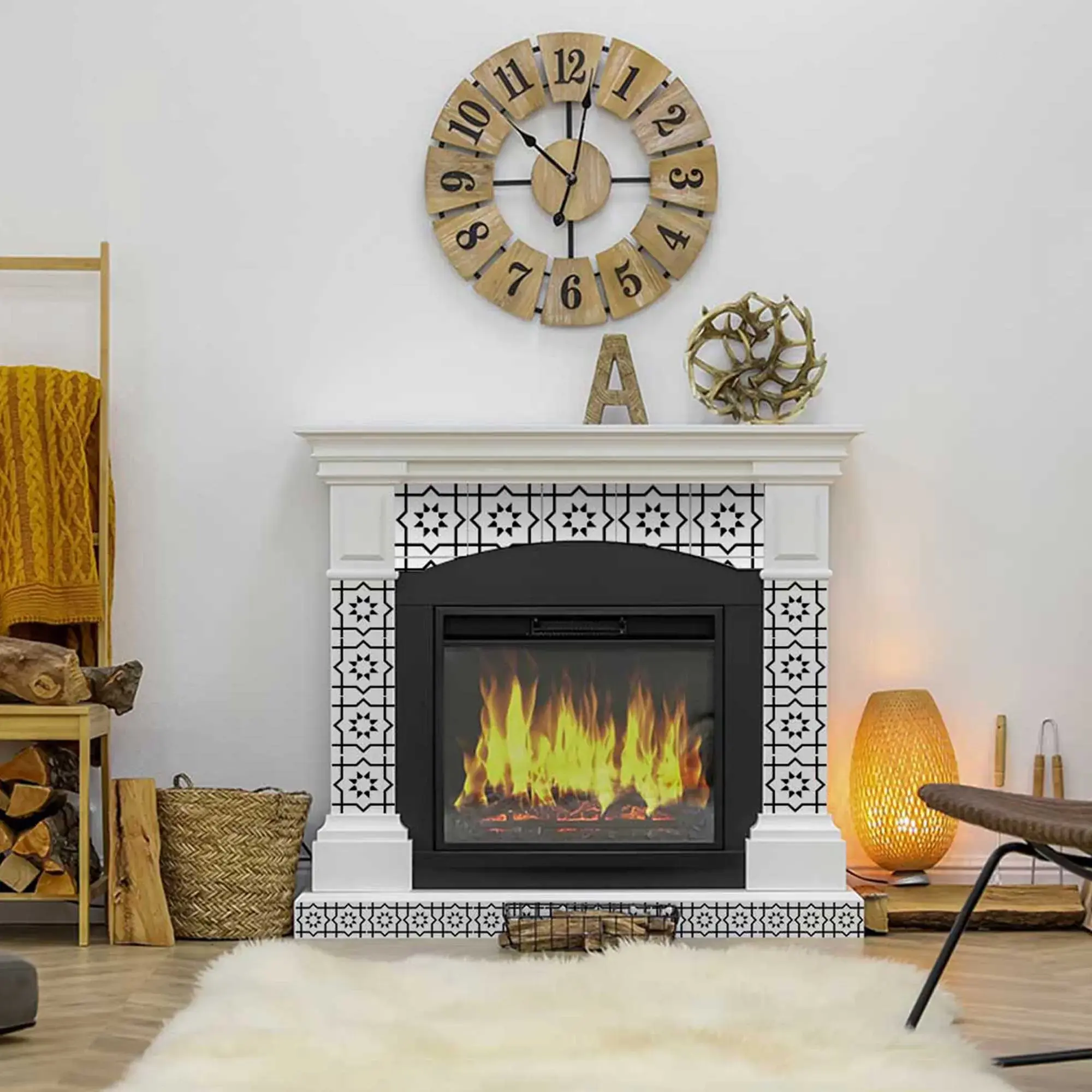 6" X 6" White And Black Sun Peel And Stick Removable Tiles - Image 8