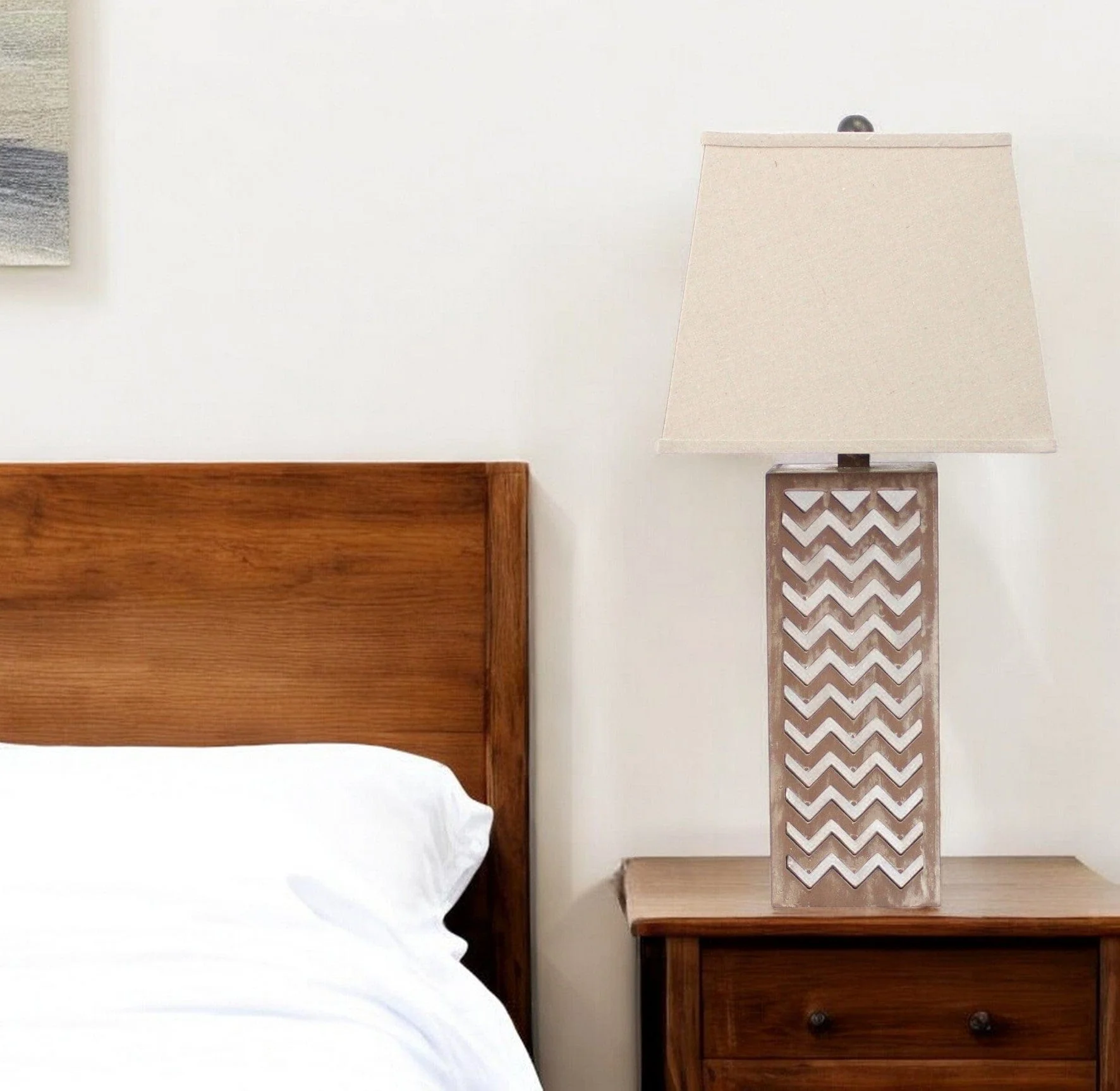 6 X 6 X 27.5 Tan Metal Mirror - Table Lamp - Image 2