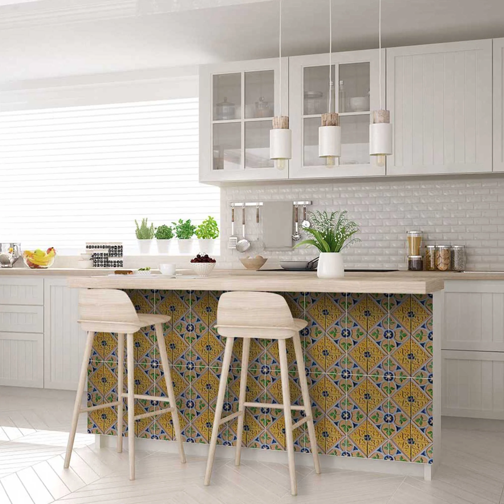 6" X 6" Yellow Blue Provence Peel and Stick Removable Tiles - Image 8