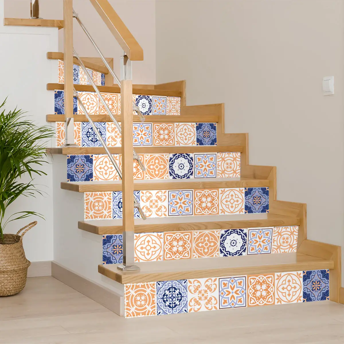 6" X 6" Yellow White And Blues Peel And Stick Removable Tiles - Image 6