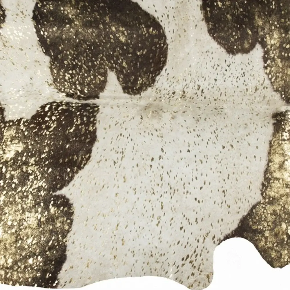 6' X 7' Dark Brown White And Gold Natural Cowhide Area Rug - Image 5