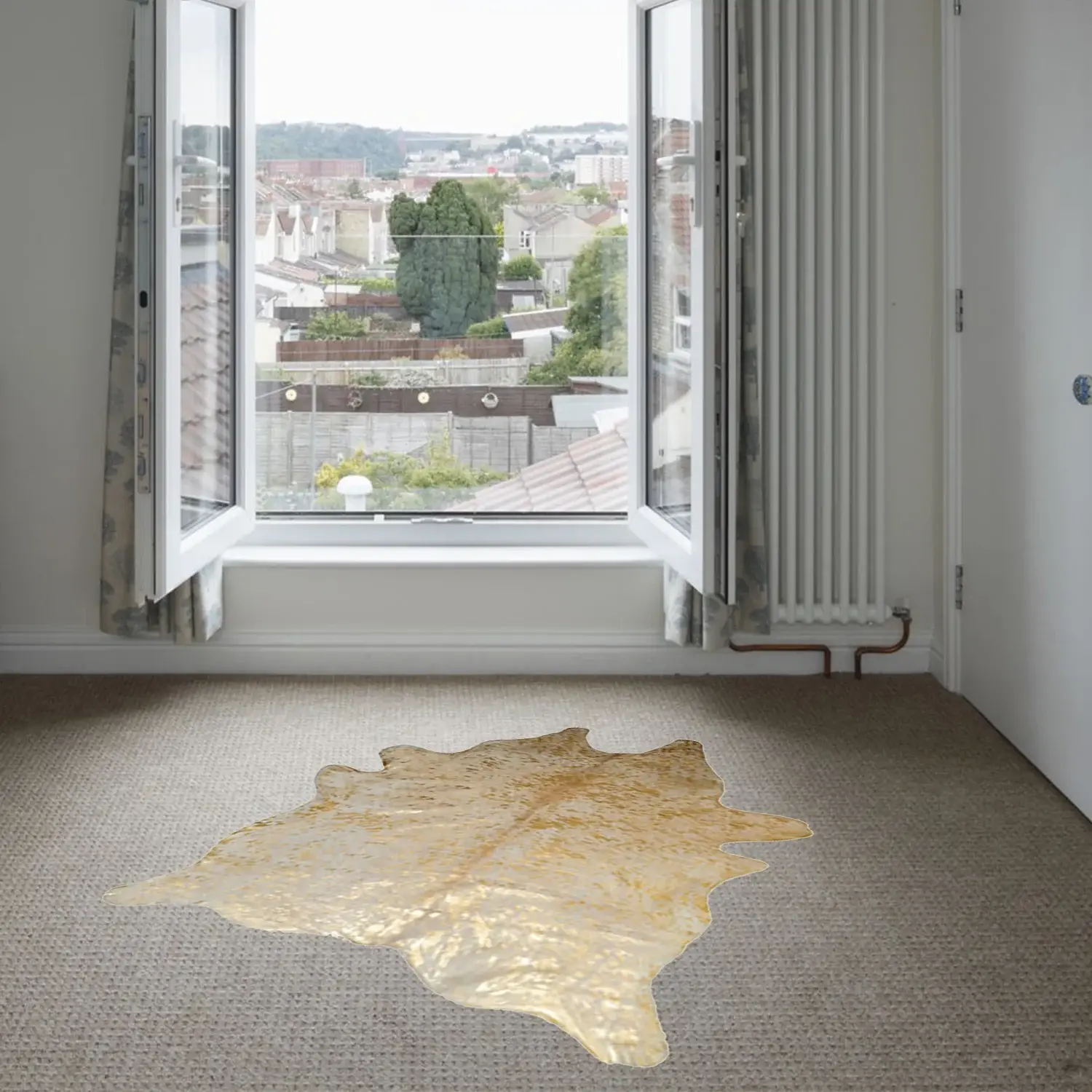 6' X 7'  Natural And Gold Genuine Cowhide Area Rug - Image 4