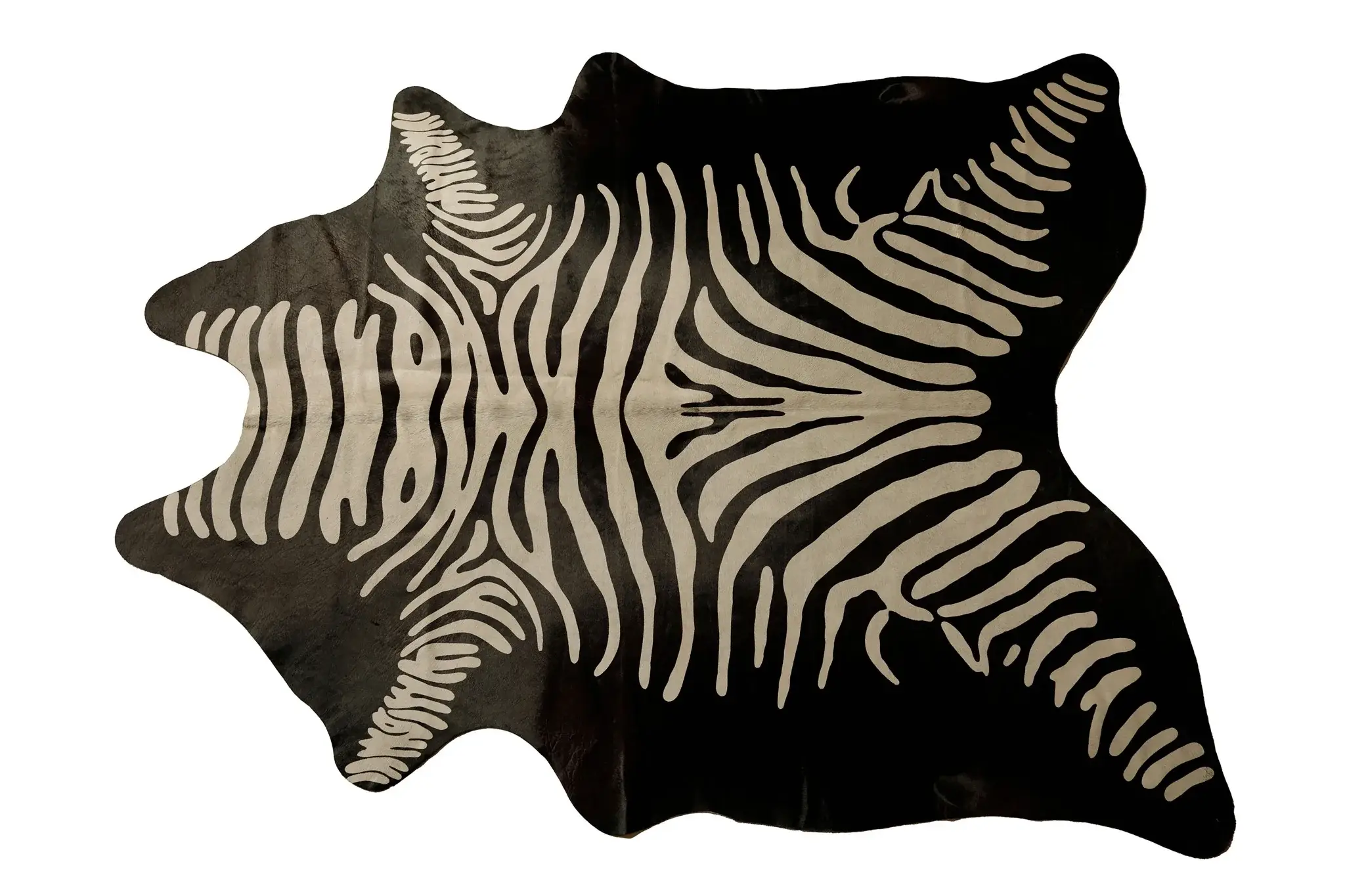 6' X 7' Off White And Black Zebra Print Genuine Cowhide Area Rug - Image 3