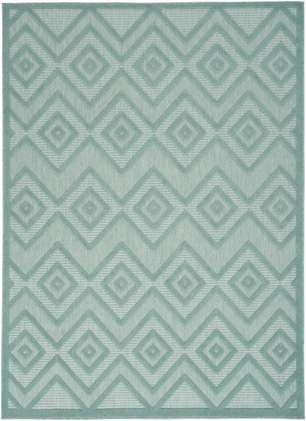 6' X 9' Aqua And Teal Argyle Indoor Outdoor Area Rug