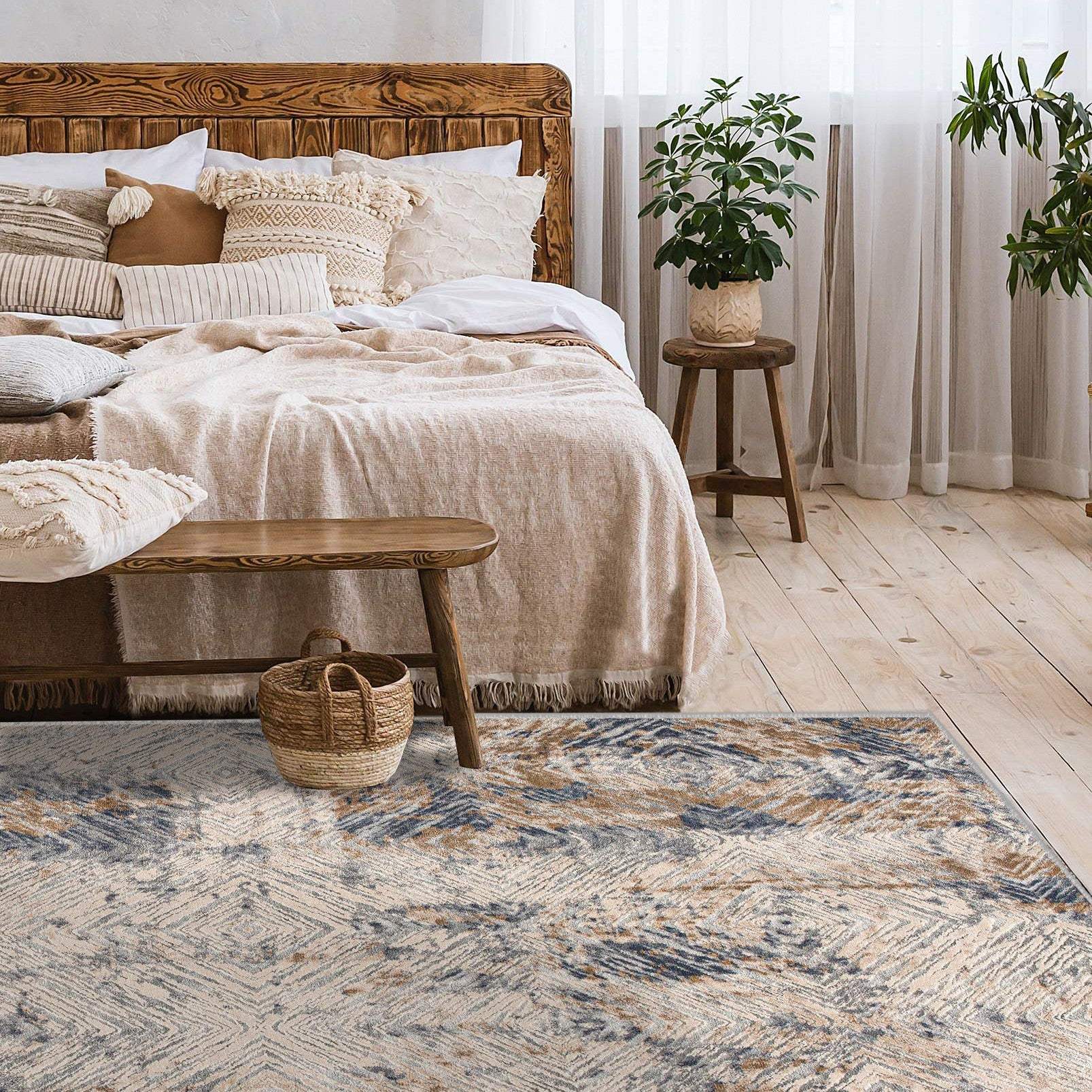 6' X 9' Beige Abstract Printed Area Rug - Image 6