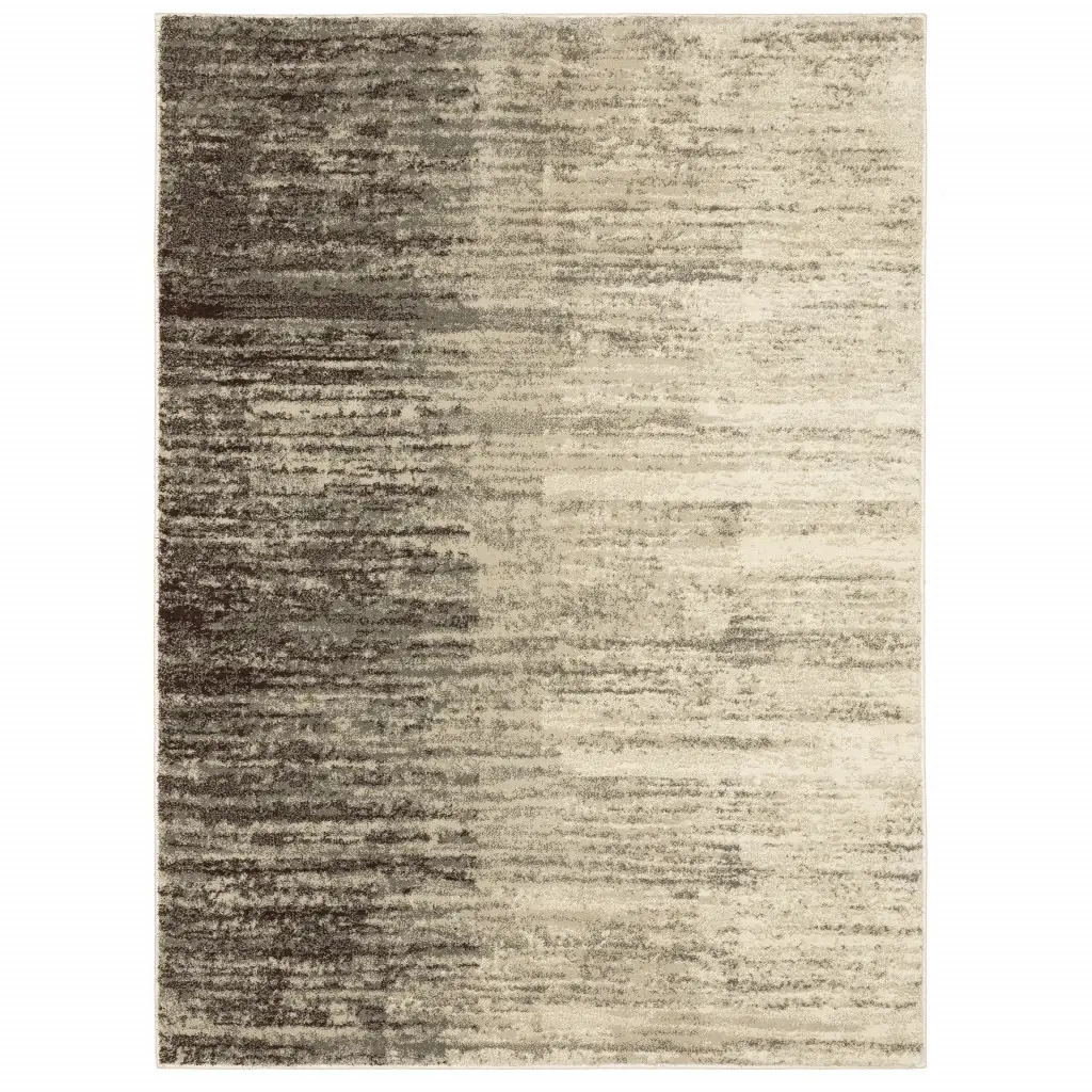 6' X 9' Beige And Grey Abstract Power Loom Stain Resistant Area Rug - Image 2