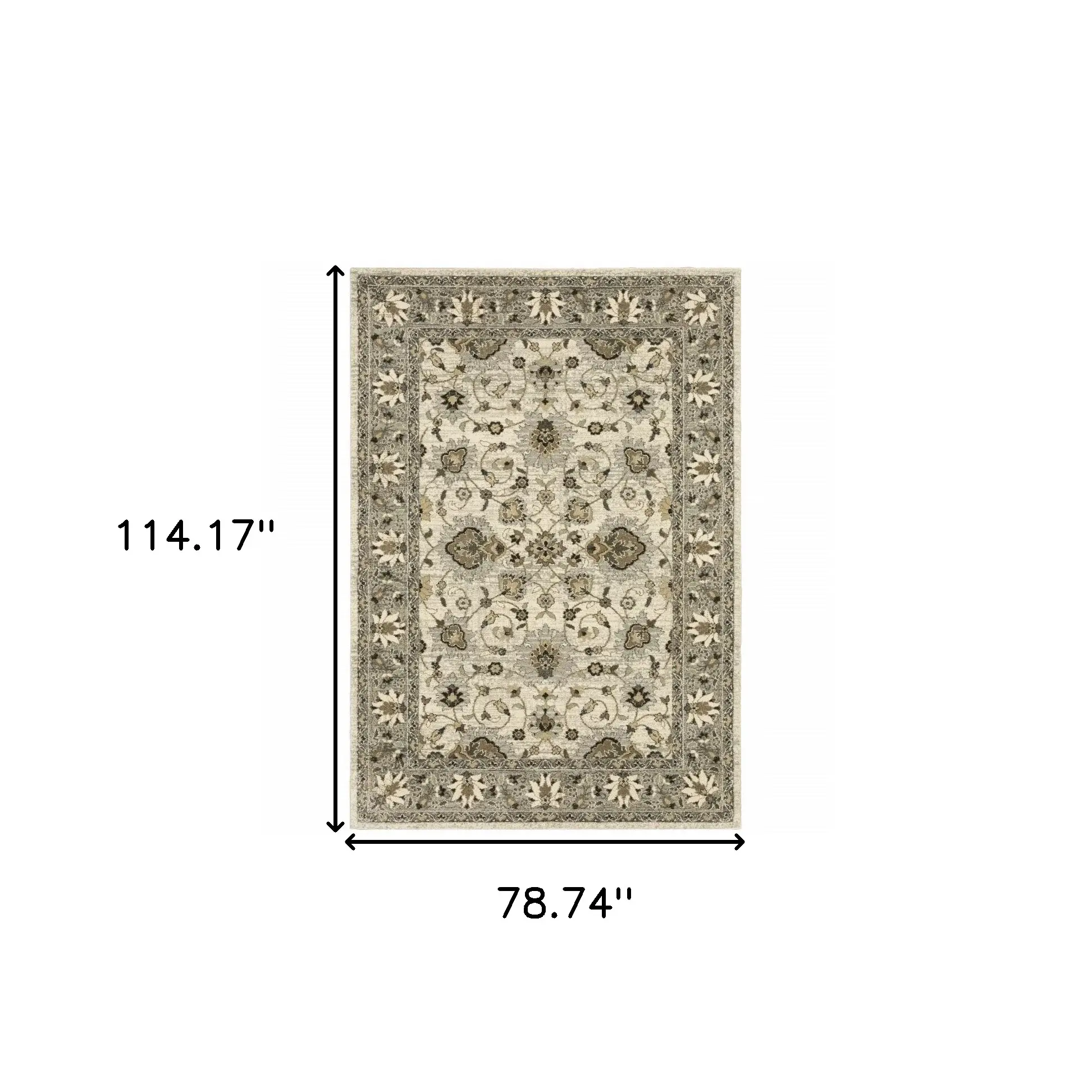 6' X 9' Beige Grey Brown And Charcoal Oriental Power Loom Stain Resistant Area Rug - Image 3
