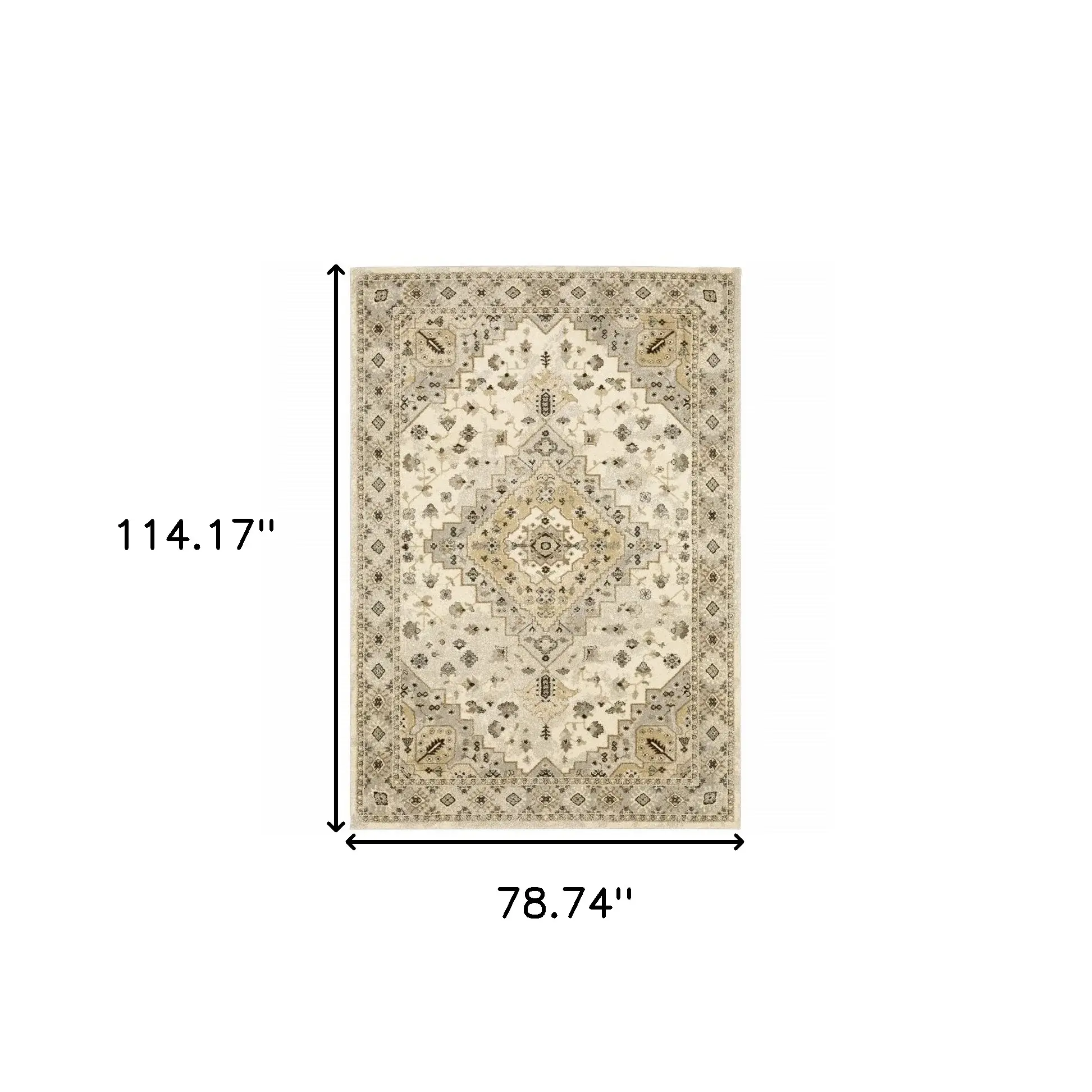 6' X 9' Beige Grey Tan And Brown Oriental Power Loom Stain Resistant Area Rug - Image 8