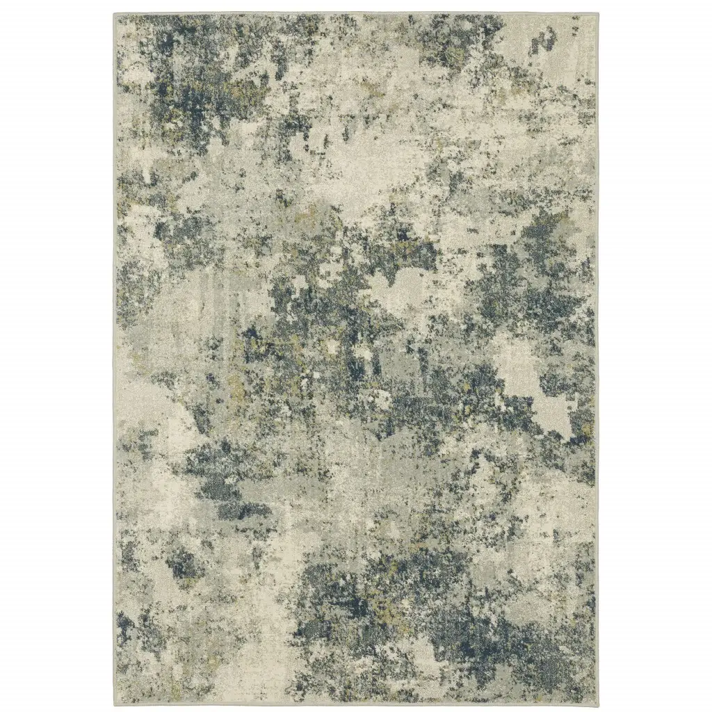 6' X 9' Beige Teal Grey And Gold Abstract Power Loom Stain Resistant Area Rug - Image 2