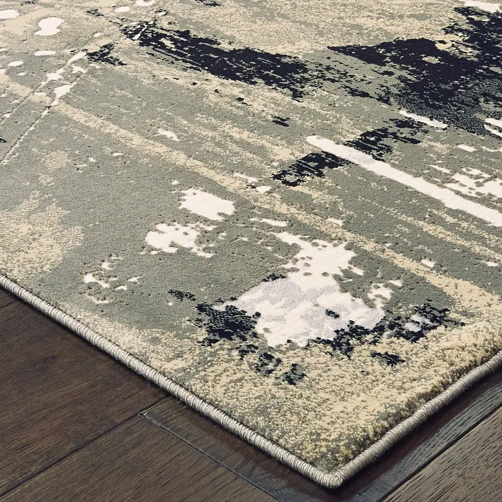 6' X 9' Black Gold Grey And Ivory Abstract Power Loom Stain Resistant Area Rug - Image 4