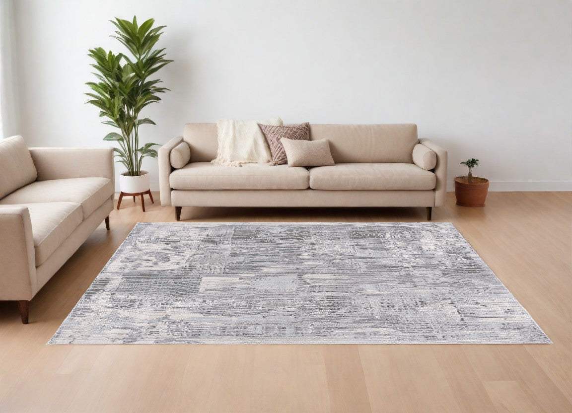 6' X 9' Blue Abstract Power Loom Area Rug