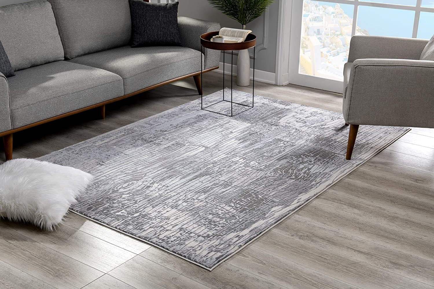 6' X 9' Blue Abstract Power Loom Area Rug - Image 4