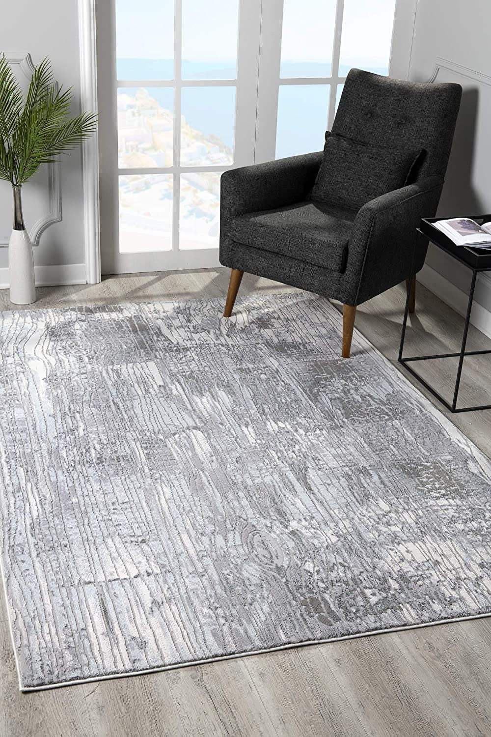 6' X 9' Blue Abstract Power Loom Area Rug - Image 5