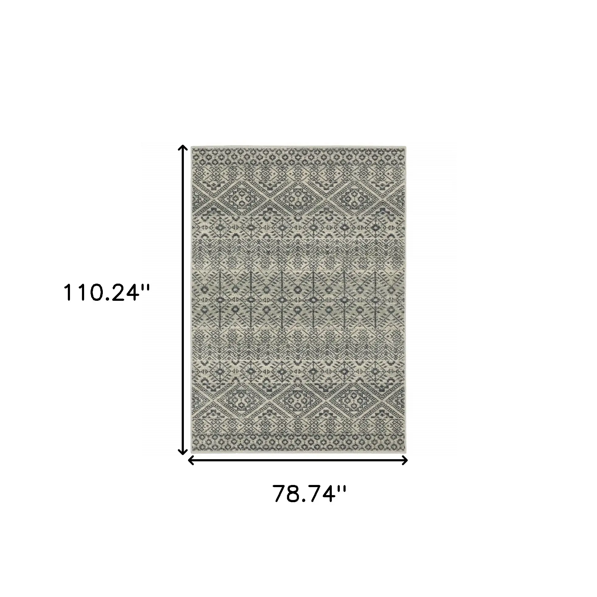 6' X 9' Blue And Beige Geometric Power Loom Stain Resistant Area Rug - Image 3