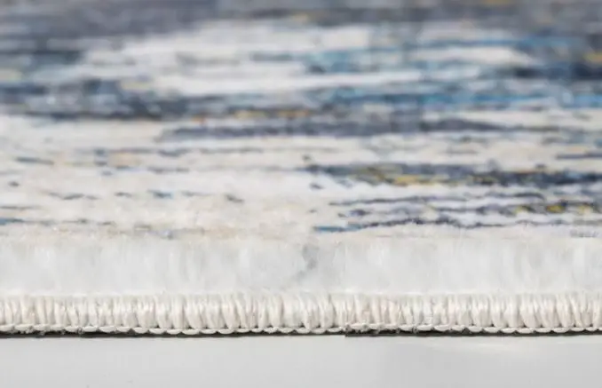 6' X 9' Blue and Gold Abstract Area Rug - Image 5